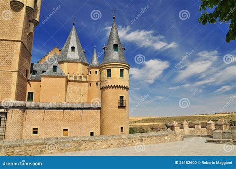 Segovia Alcazar Castle. Castile, Spain. Spanish Medieval Architecture Stock Photo - Image of ...