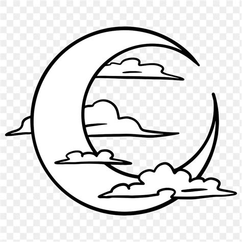 Crescent moon surrounded by clouds | Premium PNG Sticker - rawpixel