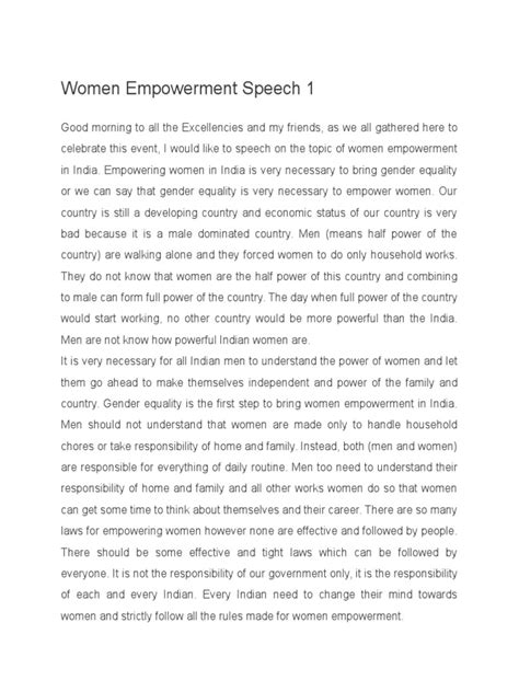 Women Empowerment Speech 1 | Empowerment | Gender Inequality