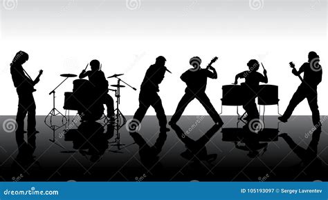 Rock Band Silhouette on Stage Stock Vector - Illustration of people, drum: 105193097