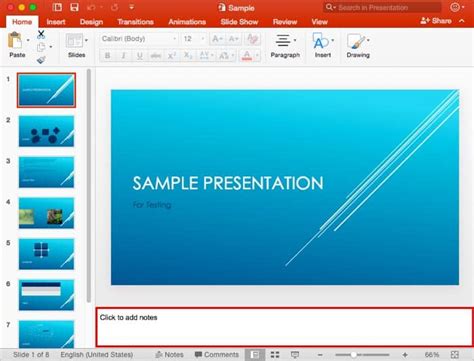 Notes Pane in PowerPoint 2016 for Mac