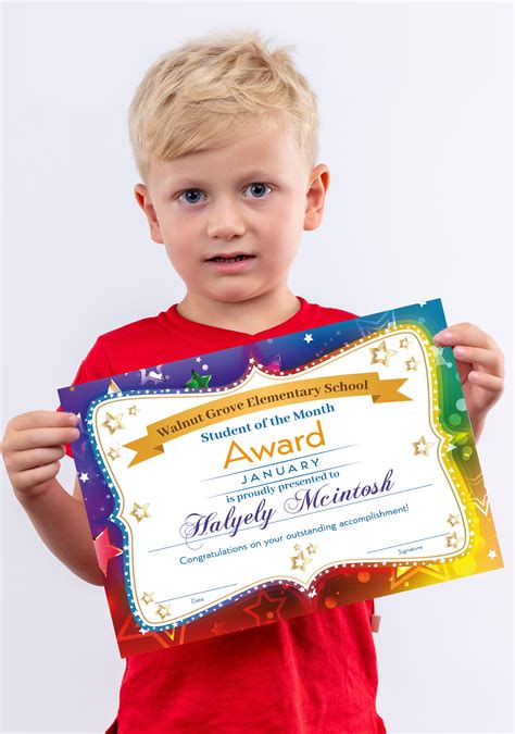 Editable Student Of The Month Certificate Template, DIY Colorful Stude — Posh Park