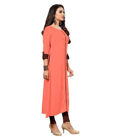 Pragati Fashion Hub Peach Rayon A-line Kurti - Buy Pragati Fashion Hub ...