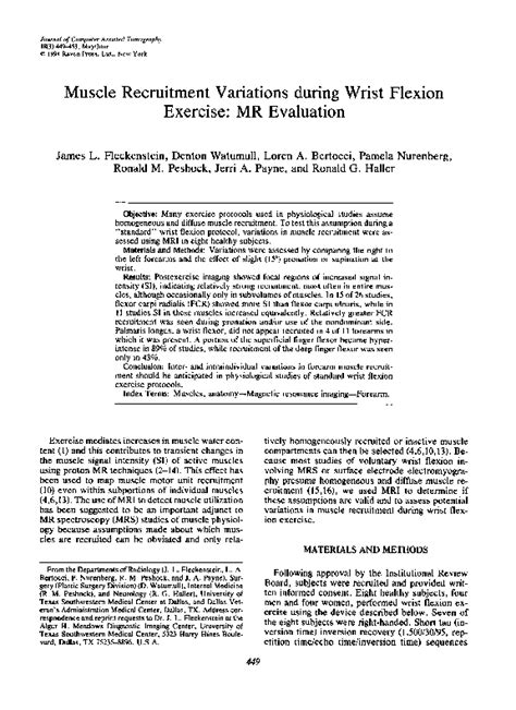 (PDF) Muscle Recruitment Variations during Wrist Flexion Exercise | James R . Fleckenstein ...