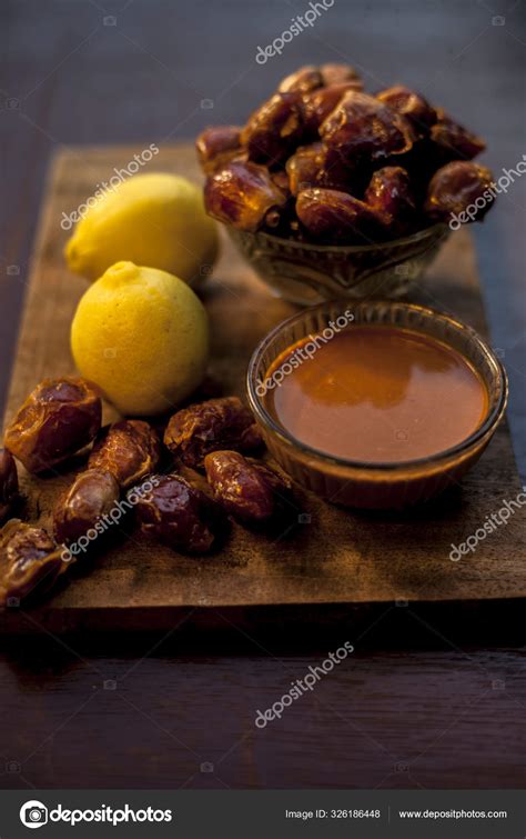 Arabic Food Dates Lemons — Stock Photo © mirzamlk #326186448