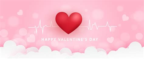 Valentine's day banner with heart in clouds. 1969555 Vector Art at Vecteezy