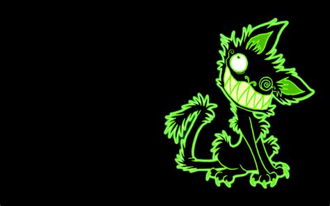 Download Toxic Green Black Cat Animal Artistic Wallpaper