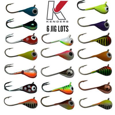 6 Tungsten Ice Fishing Jigs Flies Assortment #10 Gold Hooks Panfish ...