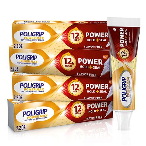 Buy Poligrip Power Max Power Hold Plus Seal Denture Adhesive Cream ...