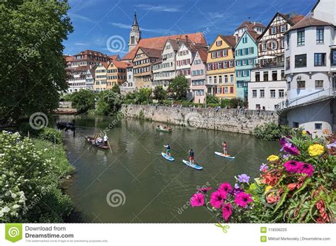 TUBINGEN/GERMANY-JULY 30 2019: A Moslem Young Girl Walking On The Path Near Nice Old Half ...