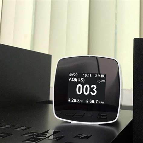 Rechargeable Wifi Indoor Air Quality Monitor Measure Particulate Matter Pm 2.5 Temperature ...