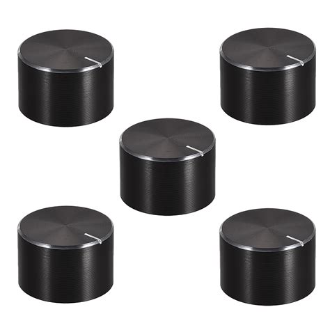 5 pcs Potentiometer Knob Knurled Shaft Black Aluminum Smooth Surface ...