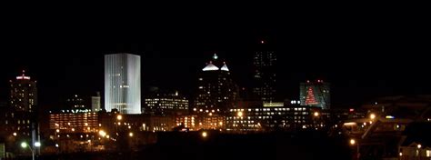 Rochester, NY : Skyline at Night with Troup Howell Bridge photo ...