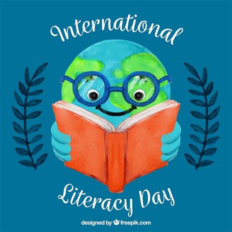 International literacy day background with world reading Vector | Free ...