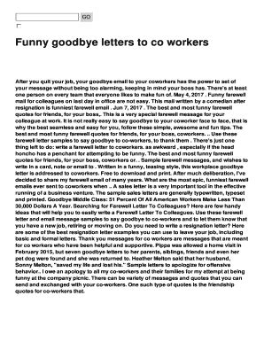 Fillable Online Funny goodbye letters to co workers Fax Email Print ...