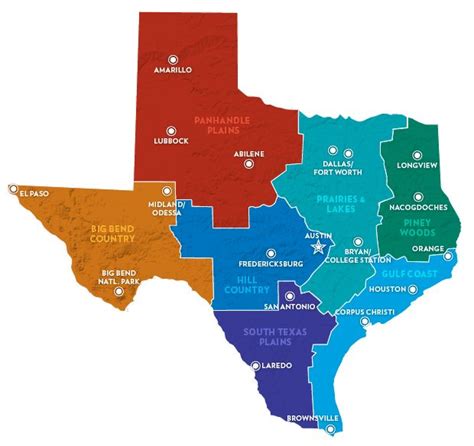 Texas Regions Map With Cities - United States Map