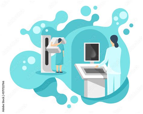 Mammogram - breast diagnosis and screening - creative vector illustration of cancer mammography ...