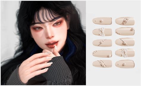 Nails C1 | Chih in 2023 | Sims 4 nails, Sims, Sims 4