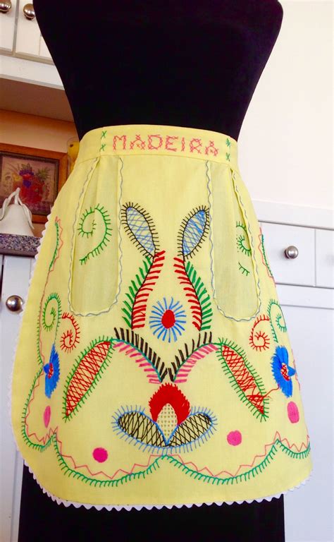 Folk-art embroidery on oh-so-lovely Madeira Vintage Apron! https://www ...