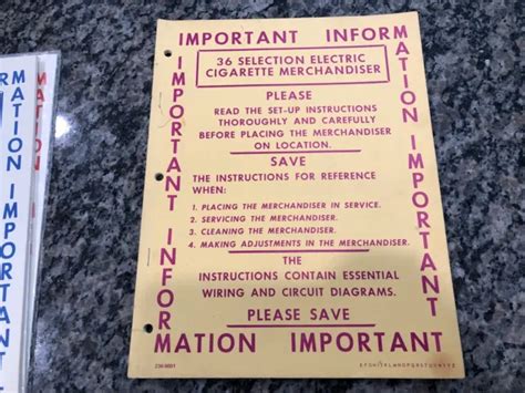 VTG ORIGINAL NATIONAL Vending Machine Manual Cigarette Merchandiser Cabaret 36 $19.95 - PicClick