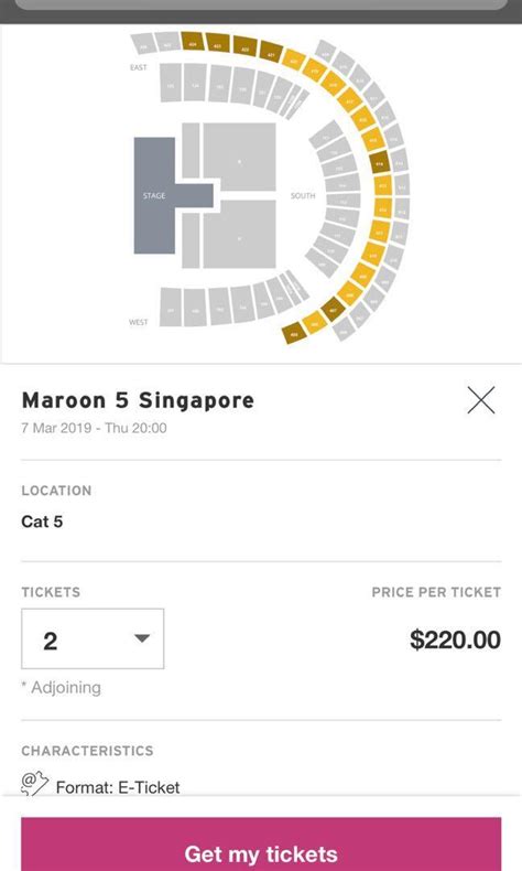 Maroon 5 Concert Tickets Live in Singapore (Selling as Pairs), Tickets & Vouchers, Event Tickets ...