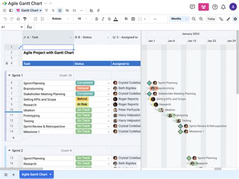 Agile Gantt Chart Template | Spreadsheet.com