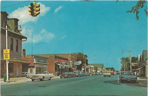 NE Rogers City MI 1960s Downtown 3rd Street Stores Businesses Gas Stations Motels & Hotels ...