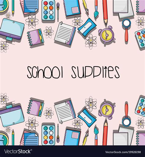 Education school supplies background design Vector Image