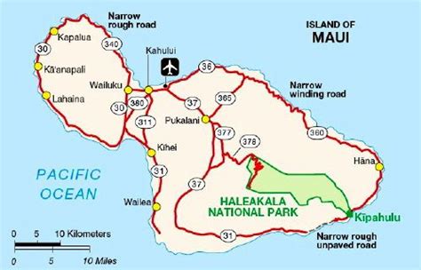 Maui Map Maui Hawaii Lanai Ka'anapali Kapalua Wailea Kihei Hana Road ...