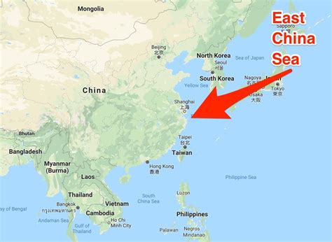 East China Sea On Asia Map - United States Map