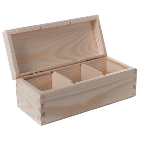 Plain Wooden Small Storage Box With Hinged Lid/3 Compartments - Etsy UK