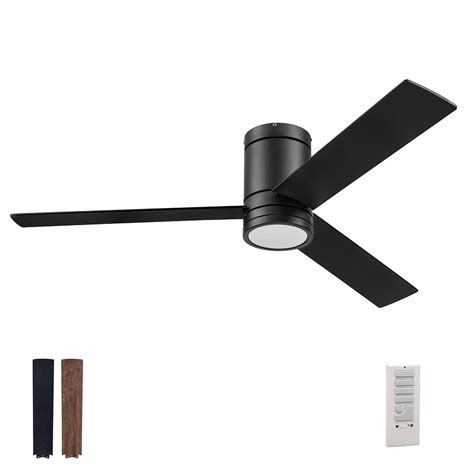 Black Flush Mount Ceiling Fan With Light | Shelly Lighting