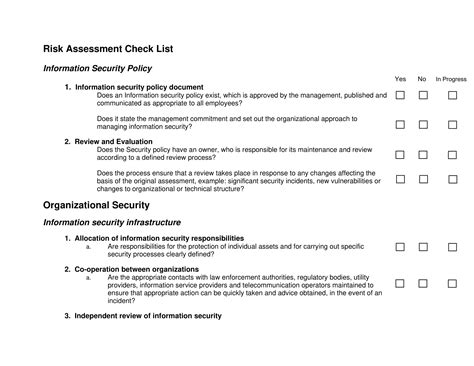 Risk Assessment Checklist