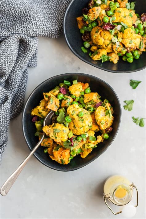 Curry Roasted Cauliflower Sweet Potato Salad (whole30, vegan & gluten free) | Ambitious Kitchen