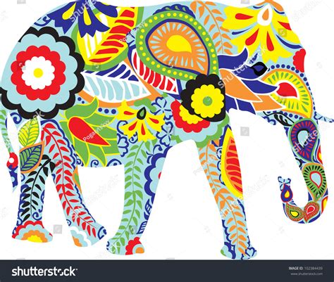 Silhouette Elephant Colorful Indian Designs Stock Vector (Royalty Free ...