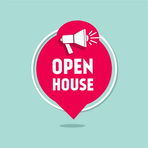 Open house banner template. speech bubble design with megaphone icon ...