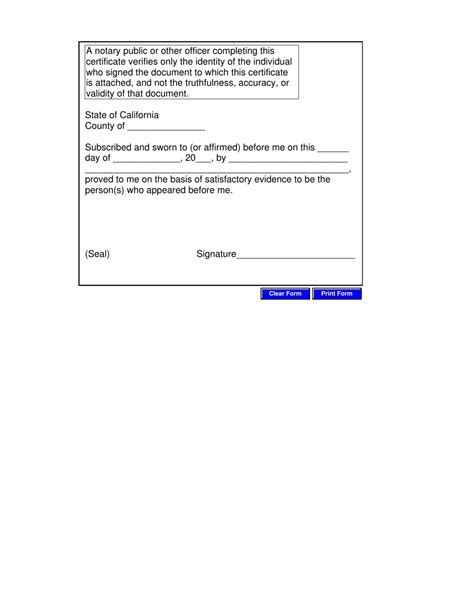 Jurat Notary Form Printable