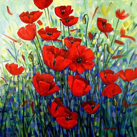 Red Poppies Poster by Georgia Mansur in 2020 | Red poppy painting, Poppy painting, Abstract poppies