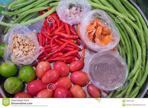 Ingredients for Som Tam or Som Tum Stock Image - Image of health ...