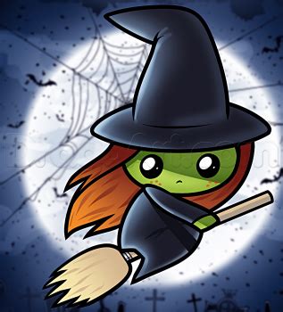 how to draw a cute witch Easy Halloween Drawings, Halloween Artwork ...