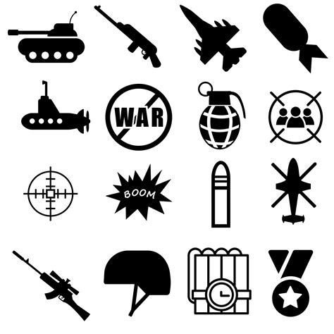 guerra icono vector colocar. Ejército ilustración símbolo recopilación ...