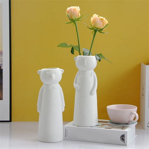 White Ceramics Bear Small Vase Dining Table Decor Decoration | eBay