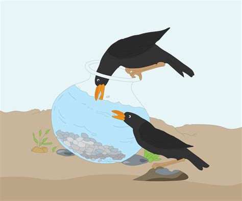 Thirsty crow drinking water from a pitcher 31697521 Vector Art at Vecteezy