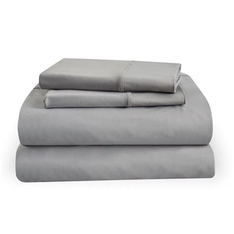 TEMPUR-PEDIC Twin Extra Long 400-Thread-Count Microfiber Graphite Bed-Sheet in the Bed Sheets ...