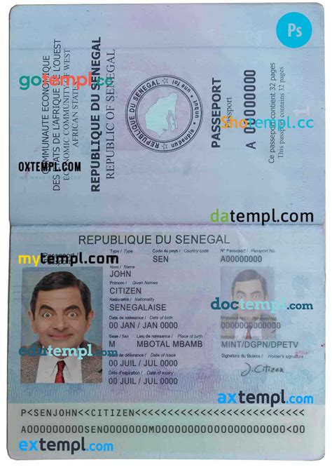 Senegal passport PSD files, editable scan and photo-realistic look ...