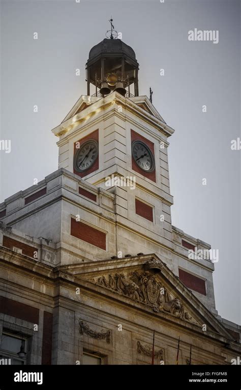 Puerta del sol in Madrid, ancient architecture Stock Photo - Alamy