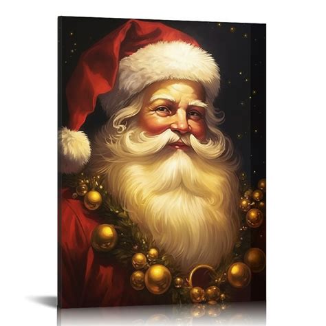 ONETECH Santa Canvas Wall Art Vintage Santa Claus Pictures Prints ...