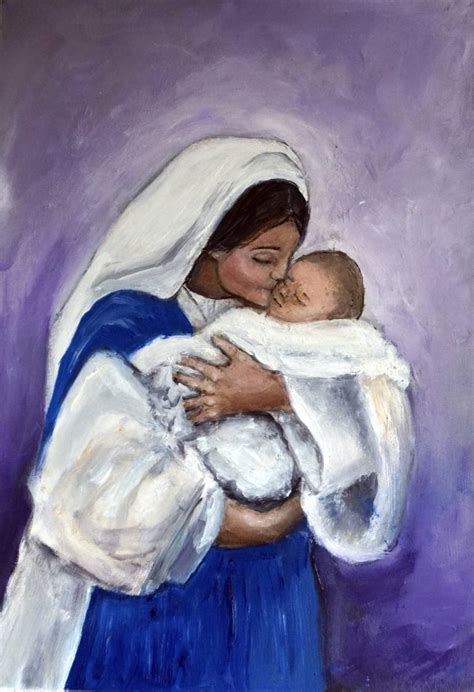 Mary and Baby Jesus Nativity Painting by Katy Hawk | Saatchi Art