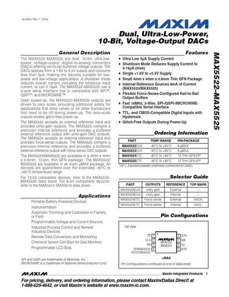 MAX5521 Datasheet pdf - Maxim Integrated