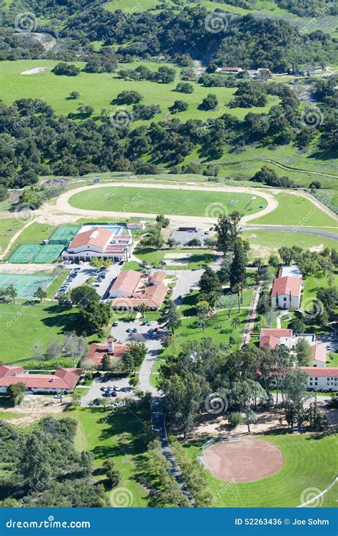 Springtime Aerial View of Villanova Prep School with Track, Pool ...